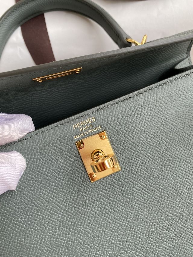 Hermes original epsom leather kelly 25 bag K25-1 vert amande