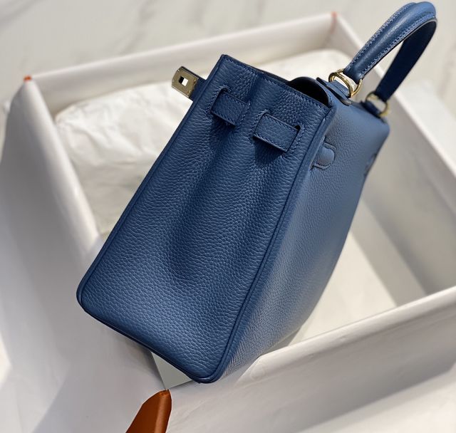 Hermes original togo leather kelly 28 bag K28 blue agate