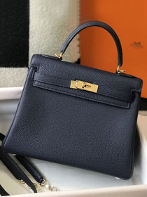 Hermes original togo leather kelly 32 bag K32-1 blue sapphire