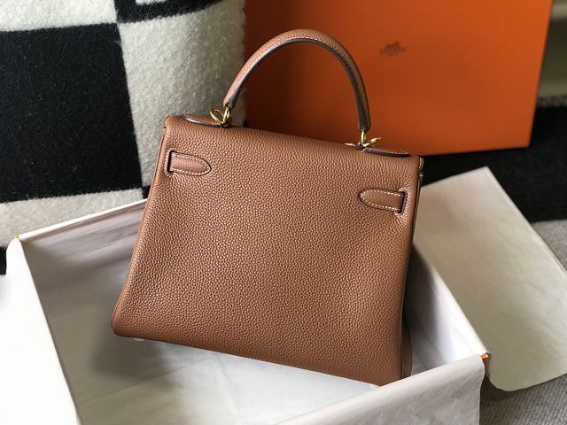 Hermes original togo leather kelly 28 bag K28 gold brown