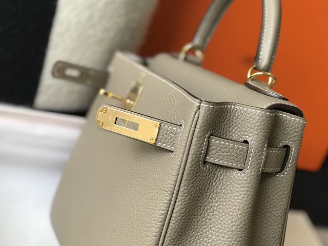 Hermes original togo leather kelly 25 bag K25 grey tourterelle