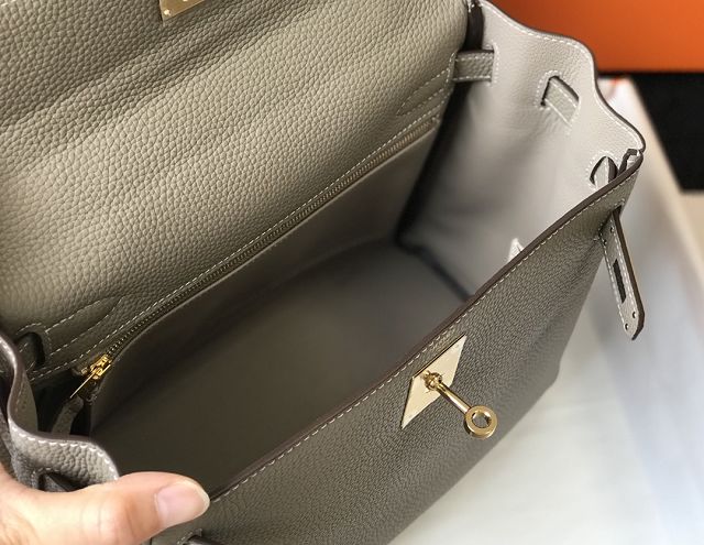 Hermes original togo leather kelly 25 bag K25 grey tourterelle