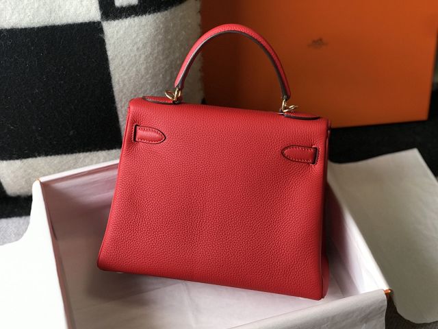 Hermes original togo leather kelly 32 bag K32-1 rouge casaque