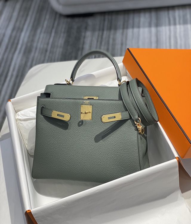 Hermes original togo leather kelly 25 bag K25 vert amande	