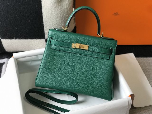 Hermes original togo leather kelly 25 bag K25 vert vertigo	