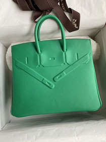 Hermes handmade original calfskin shadow birkin bag BK0037 menthe 