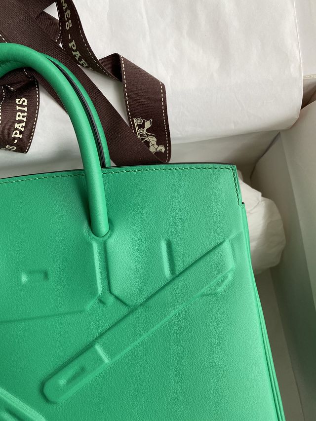 Hermes handmade original calfskin shadow birkin bag BK0037 menthe 