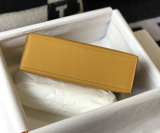 Hermes original epsom leather mini kelly 22 clutch K012 amber