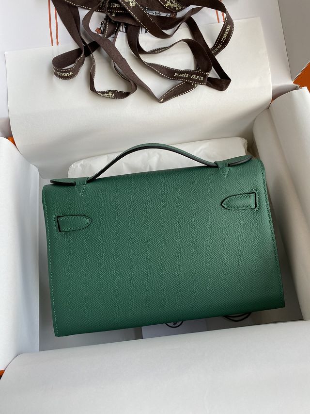Hermes original epsom leather mini kelly 22 clutch K012 malachite