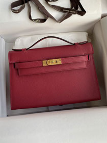 Hermes original epsom leather mini kelly 22 clutch K012 ruby 