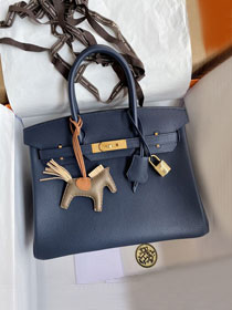 Hermes original togo leather birkin 25 bag H25-1 deep blue