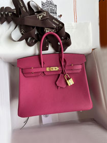Hermes original togo leather birkin 25 bag H25-1 fuschia