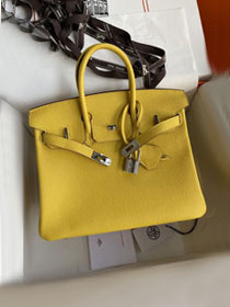 Hermes original togo leather birkin 25 bag H25-1 jaune de naples