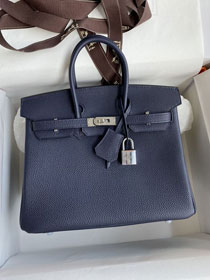 Hermes original togo leather birkin 30 bag H30-1 blue nuit
