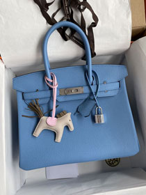 Hermes original togo leather birkin 30 bag H30-1 blue paradise