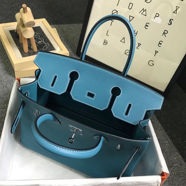 Hermes original togo leather birkin 25 bag H25-1 blue jean