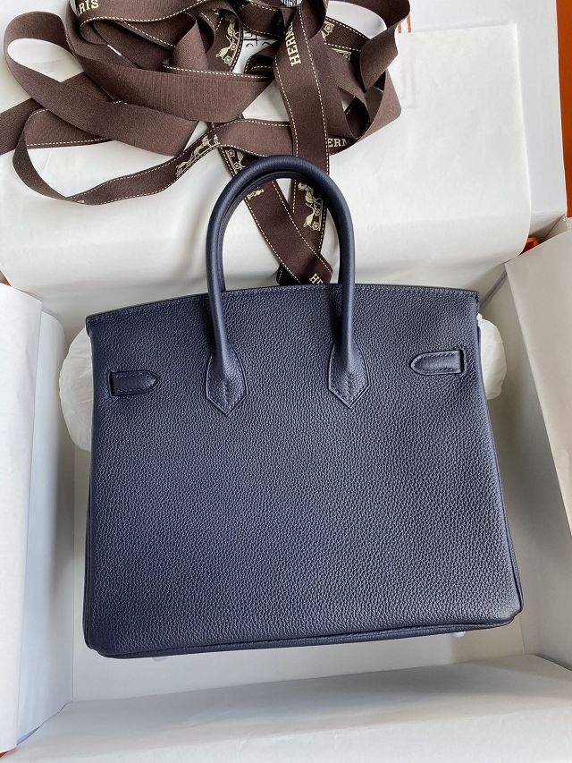 Hermes original togo leather birkin 25 bag H25-1 blue nuit
