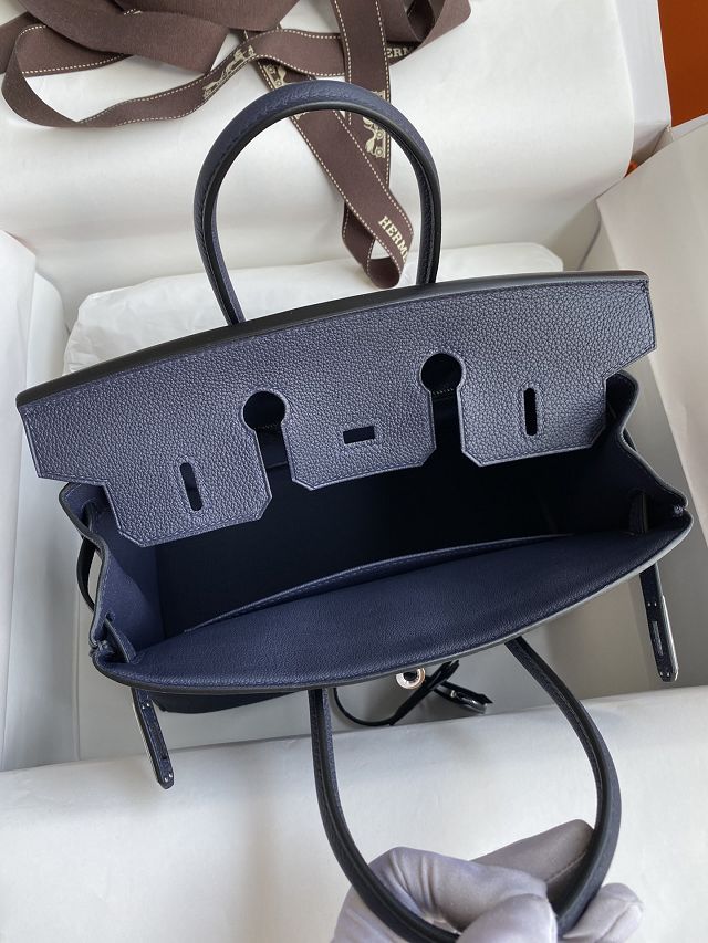 Hermes original togo leather birkin 25 bag H25-1 blue nuit