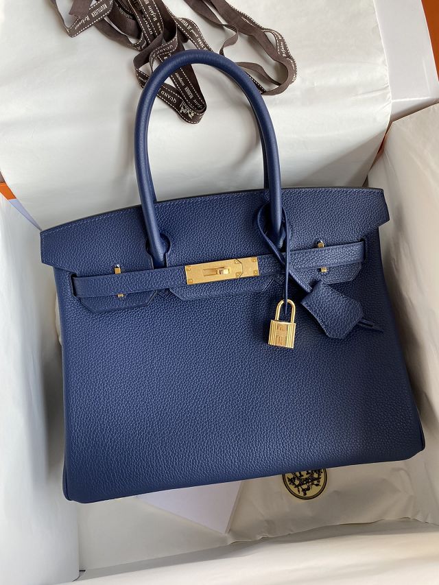 Hermes original togo leather birkin 25 bag H25-1 blue sapphire
