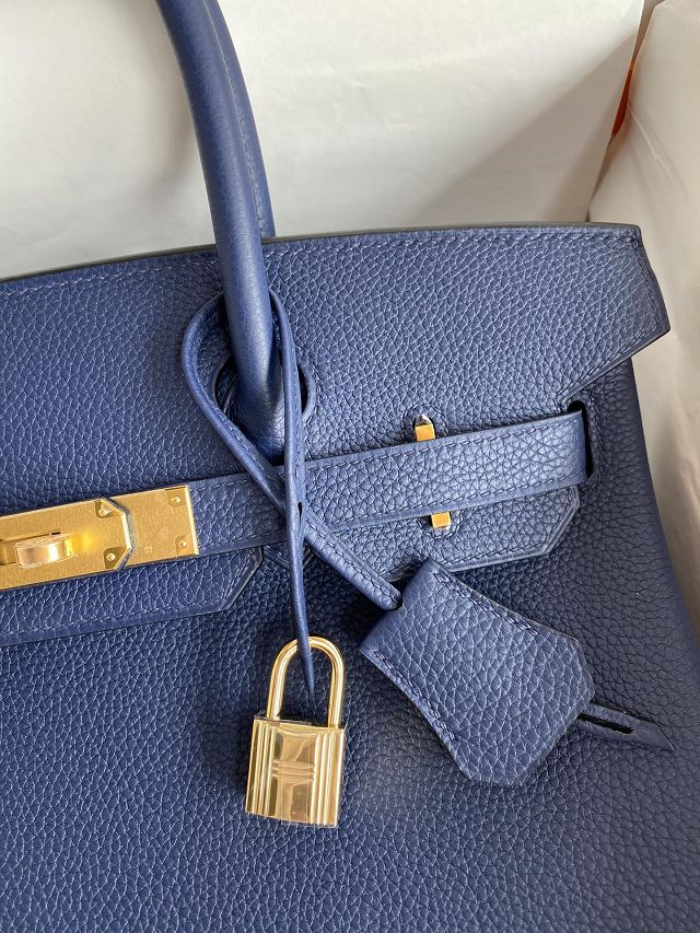 Hermes original togo leather birkin 25 bag H25-1 blue sapphire
