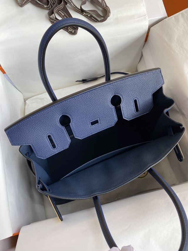 Hermes original togo leather birkin 25 bag H25-1 blue sapphire