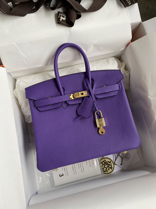 Hermes original togo leather birkin 25 bag H25-1 crocus
