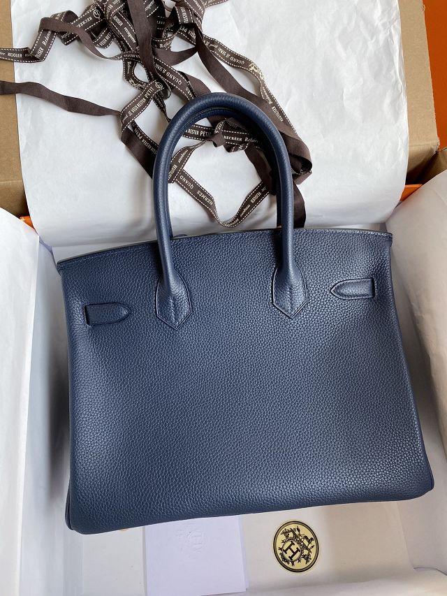 Hermes original togo leather birkin 25 bag H25-1 deep blue