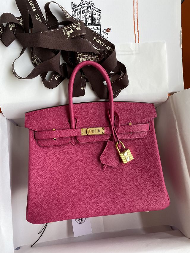 Hermes original togo leather birkin 25 bag H25-1 fuschia