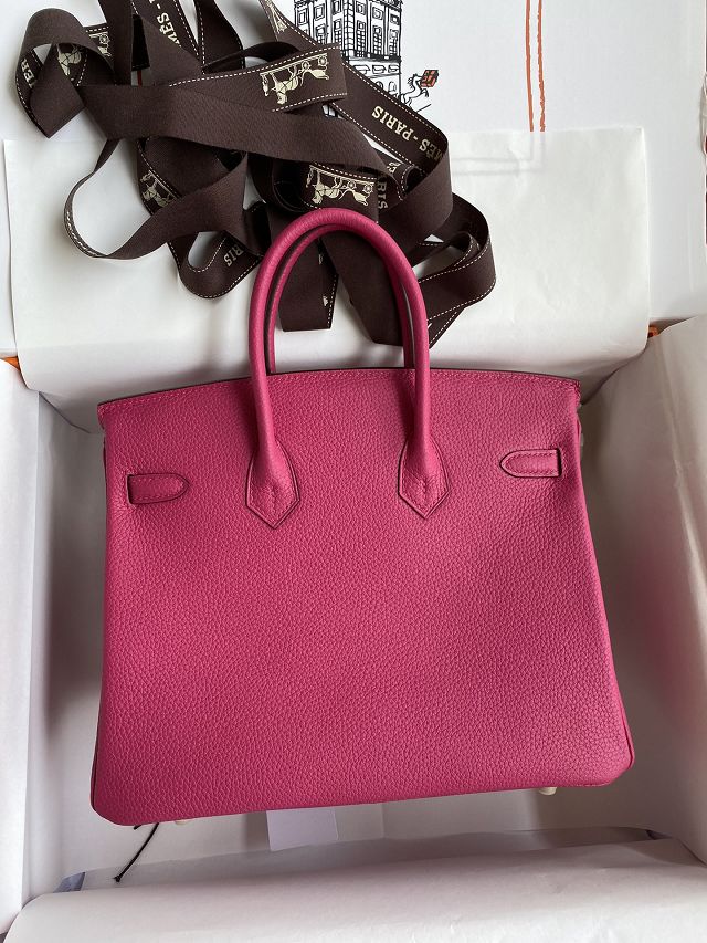 Hermes original togo leather birkin 25 bag H25-1 fuschia