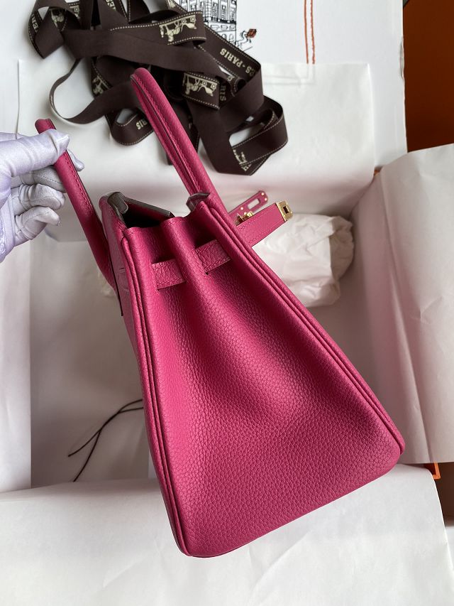 Hermes original togo leather birkin 25 bag H25-1 fuschia