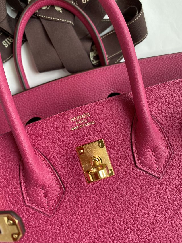 Hermes original togo leather birkin 25 bag H25-1 fuschia