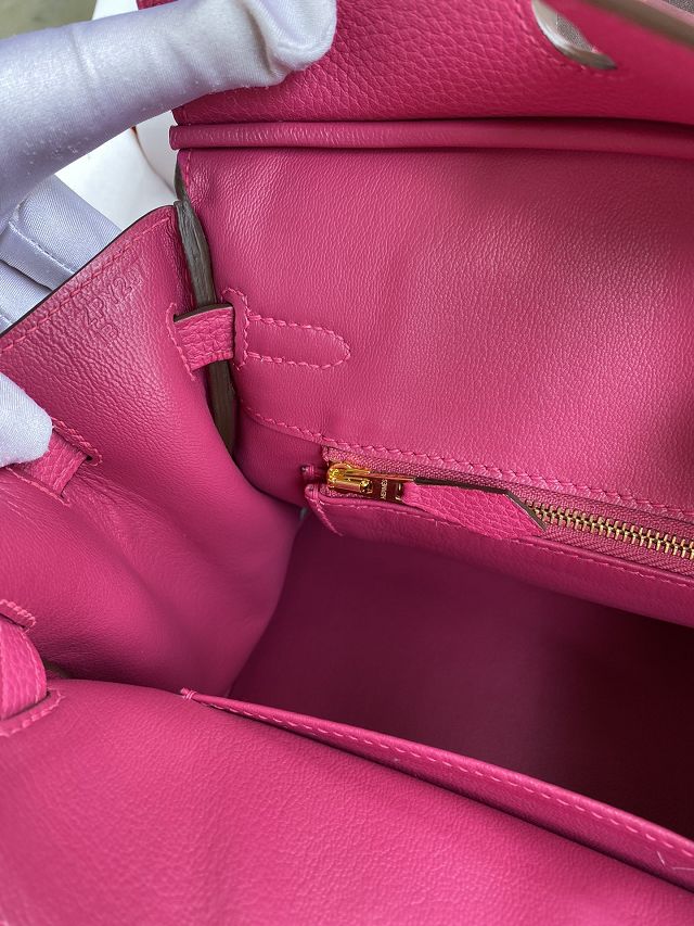 Hermes original togo leather birkin 25 bag H25-1 fuschia