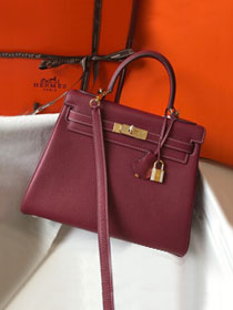 Hermes original togo leather kelly 25 bag K25 bordeaux
