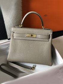 Hermes original togo leather kelly 25 bag K25 grey tourterelle