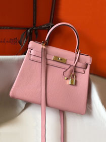 Hermes original togo leather kelly 25 bag K25 rose confetti