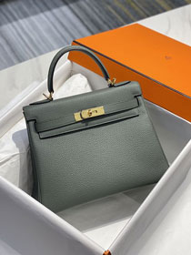 Hermes original togo leather kelly 25 bag K25 vert amande	