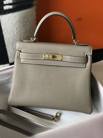 Hermes original togo leather kelly 28 bag K28 grey tourterelle