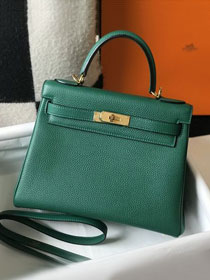 Hermes original togo leather kelly 28 bag K28 vert vertigo