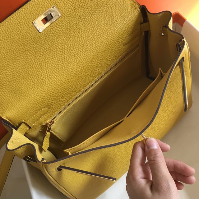Hermes original togo leather kelly 32 bag K32-1 amber