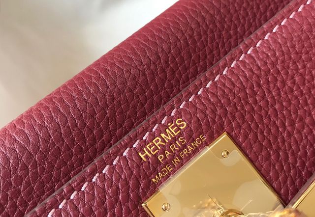 Hermes original togo leather kelly 25 bag K25 bordeaux