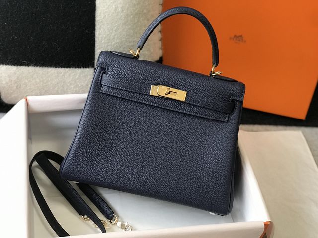 Hermes original togo leather kelly 28 bag K28 deep blue