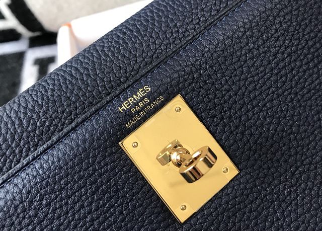 Hermes original togo leather kelly 28 bag K28 deep blue