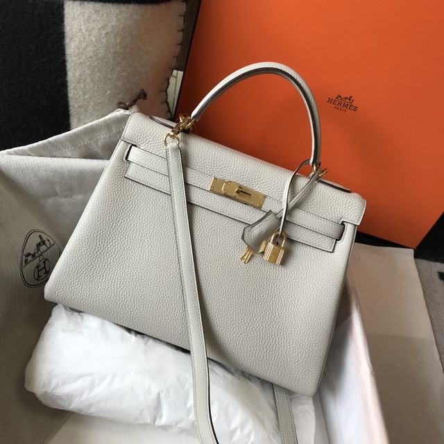 Hermes original togo leather kelly 25 bag K25 grey pearl