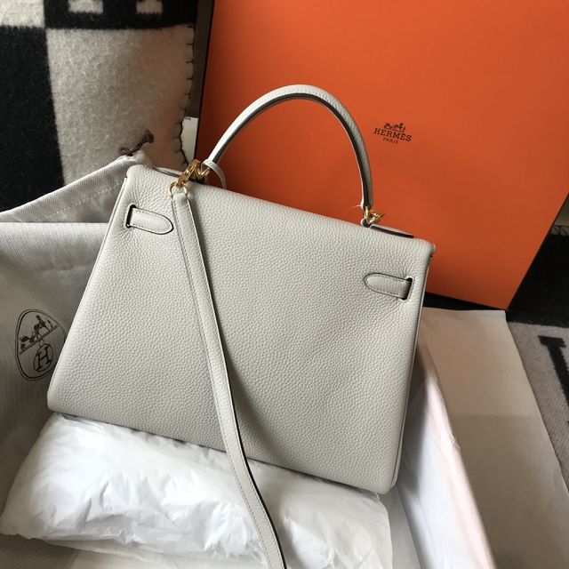 Hermes original togo leather kelly 25 bag K25 grey pearl