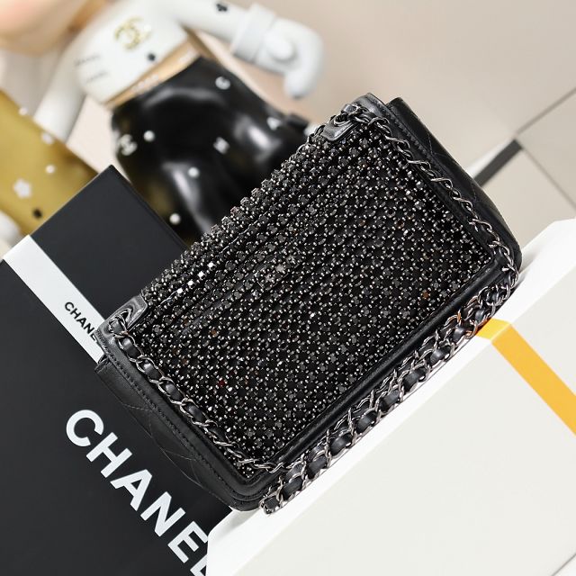 CC original crystal small flap bag AS4962 allblack
