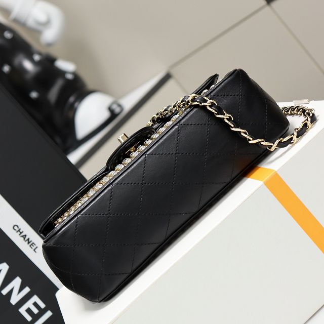 CC original crystal small flap bag AS4962 black