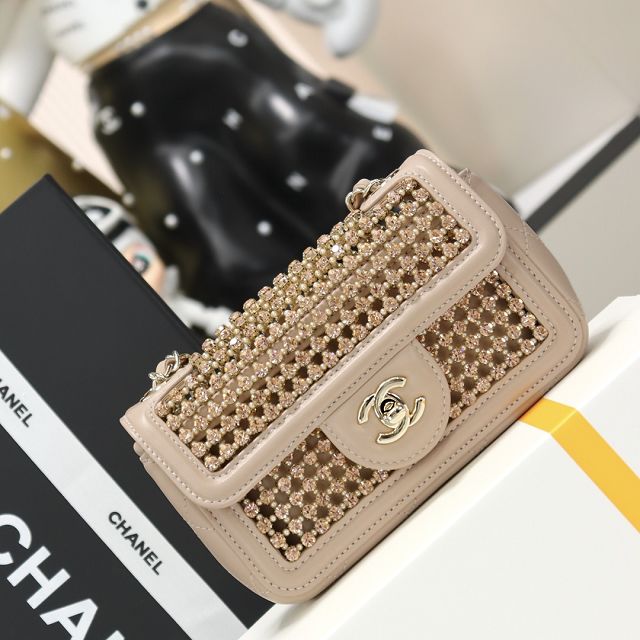 CC original crystal mini flap bag AS4961 apricot