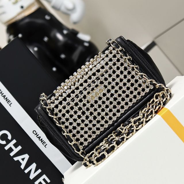 CC original crystal mini flap bag AS4961 black