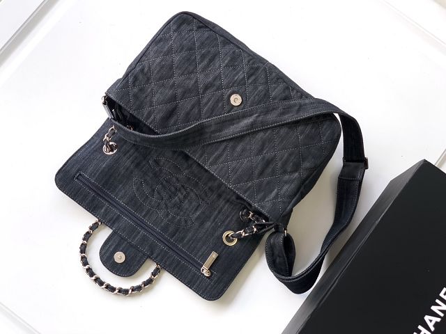CC original denim large flap bag AS3322 black
