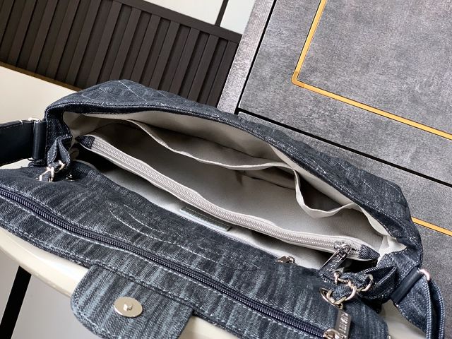 CC original denim large flap bag AS3322 black